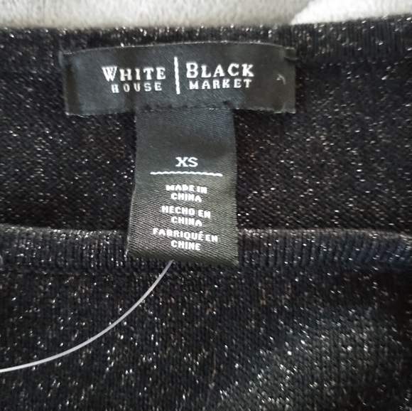 White House Black Market Metallic Fringe Hem Asymmetrical Sweater XS - Picture 5 of 12